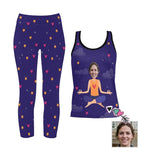 Custom Face Stars Women's 2 Piece Stretchy Racerback Tank & Legging Set